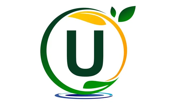Письмо решения "Зеленый проект" U — стоковый вектор