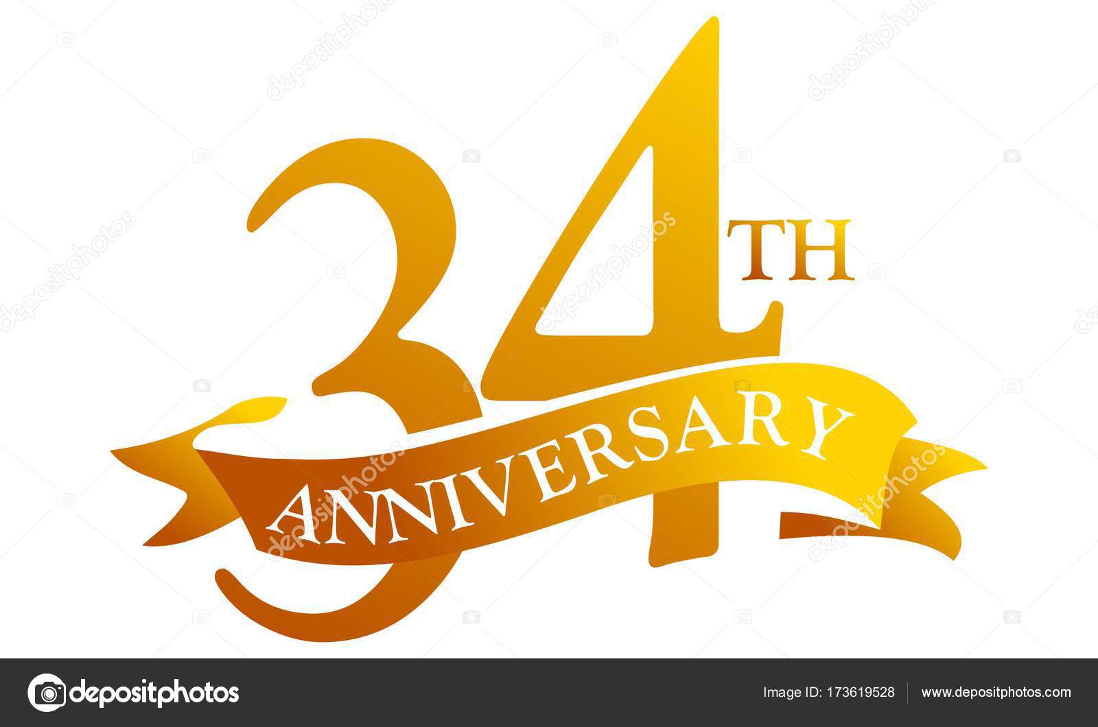 34 Year Ribbon Anniversary Stock Vector C Alluranet