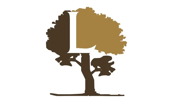 Árvore Carta L Logo Design Modelo Vector — Vetor de Stock