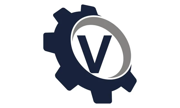 Logo del engranaje Letra V — Archivo Imágenes Vectoriales