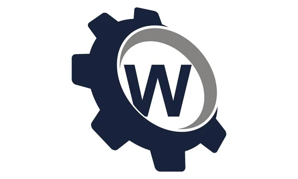 Γρανάζι λογότυπο γράμμα W — Διανυσματικό Αρχείο