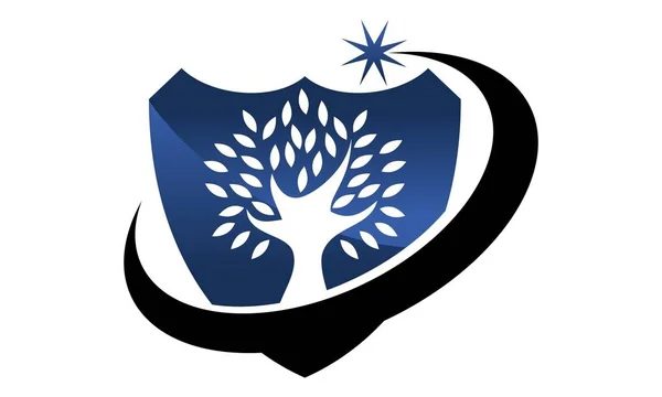 Escudo de árbol — Vector de stock