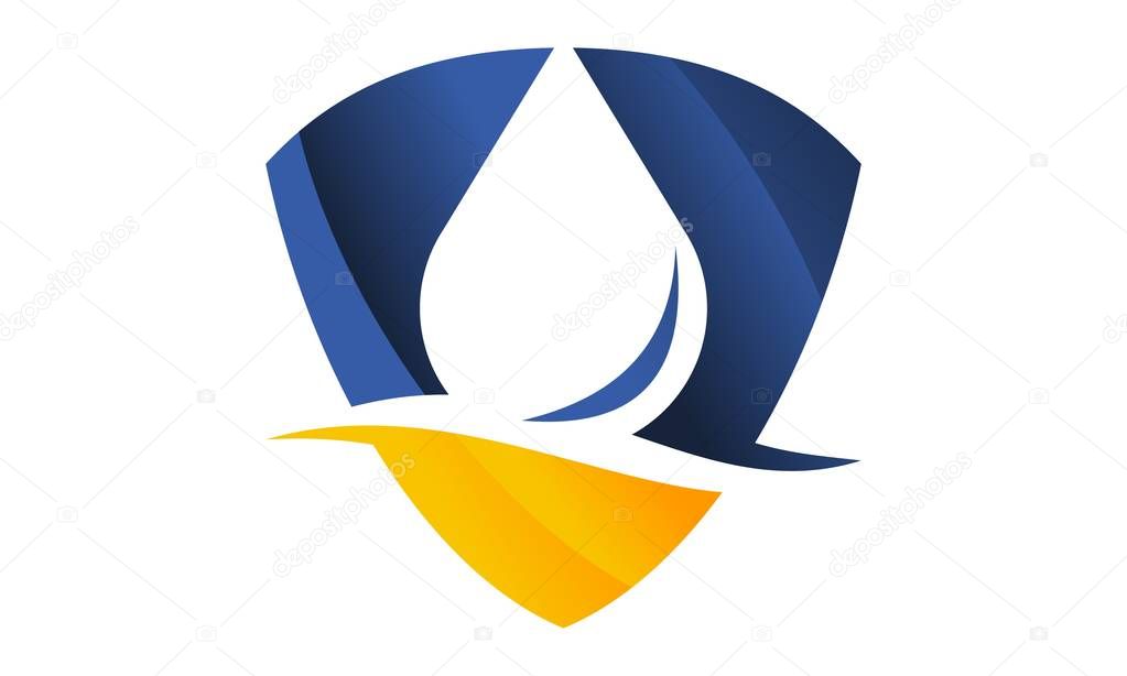 Water Shield Logo Design Template Vector