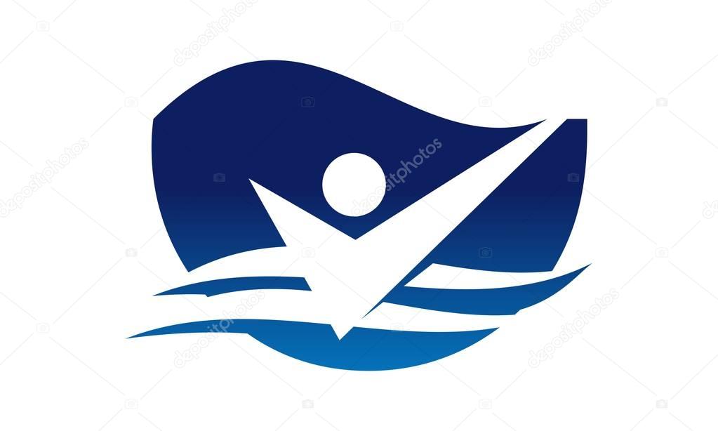 Swimming Training Winner Logo Design Template Vector