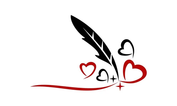 Pluma y corazón — Vector de stock