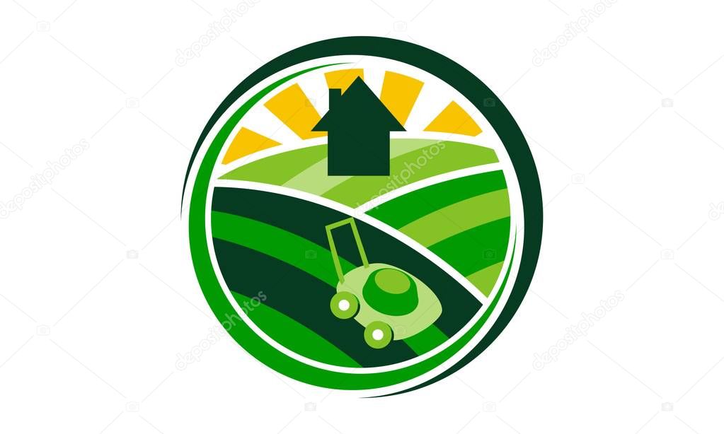 Lawn Mower Service Logo Design Template Vector