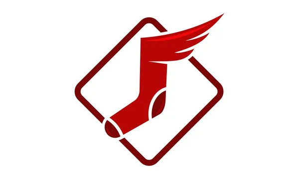 Sockenflügel Logo Design Template Vektor — Stockvektor
