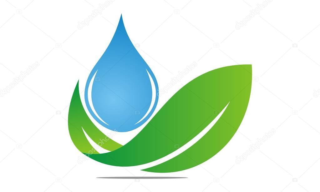Leaf and Water Logo Design Template Vector
