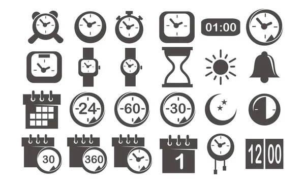 Tijd en horloge Icon Set — Stockvector
