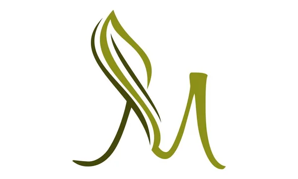 Literę M z ikoną liść — Wektor stockowy