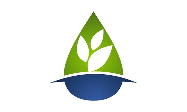Blatt Wasser Logo Design Vorlage Vektor — Stockvektor