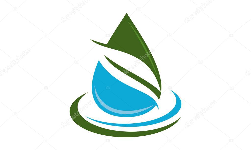 Leaf Water Logo Design Template Vector