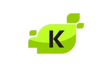 İlk K Logo tasarım şablonu vektör yaprak