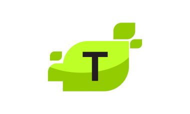 İlk T Logo tasarım şablonu vektör yaprak