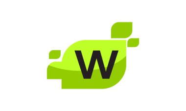 İlk W Logo tasarım şablonu vektör yaprak