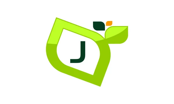 Leaf inledande J Logo Design mall vektor — Stock vektor