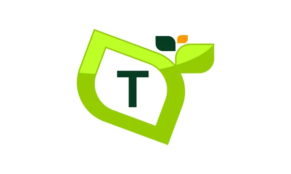 Blatt Initial T Logo Design Template Vektor — Stockvektor