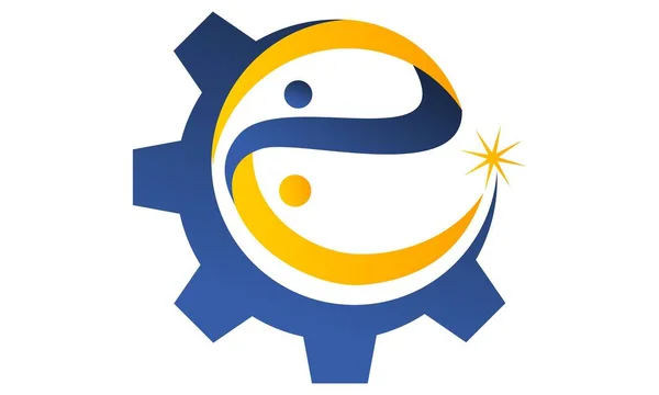 Versnelling oplossing Logo ontwerp sjabloon Vector — Stockvector