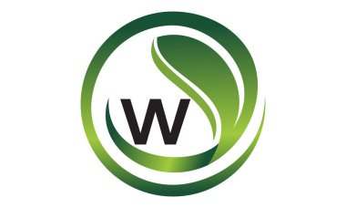 İlk W Logo tasarım şablonu vektör yaprak
