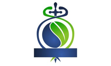 Kılıç Caduceus yaprak amblemi boş şablon