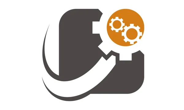 Geschwindigkeit Getriebe Logo Design Template Vektor — Stockvektor