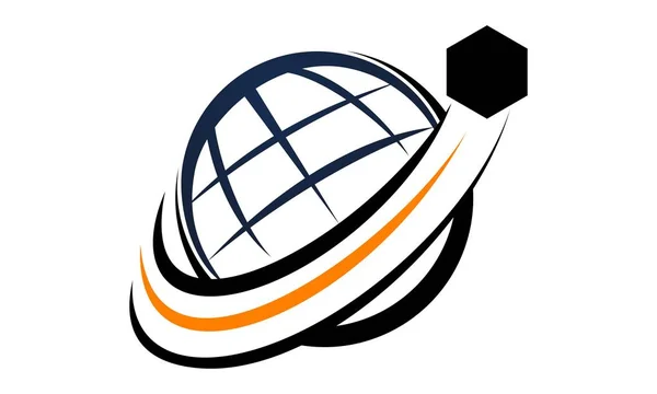 Wereldwijde scheepvaart Logo ontwerp sjabloon Vector — Stockvector