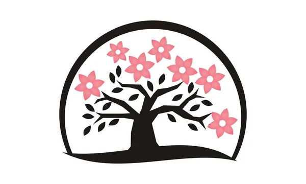 Цветок и дерево Логотип дизайн вектор шаблона — стоковый вектор