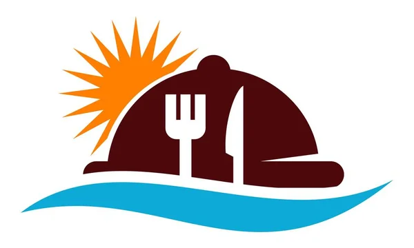 Praia Restaurante Logo Design Template Vector —  Vetores de Stock