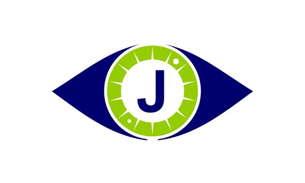 Eye Care rozwiązania litery J — Wektor stockowy