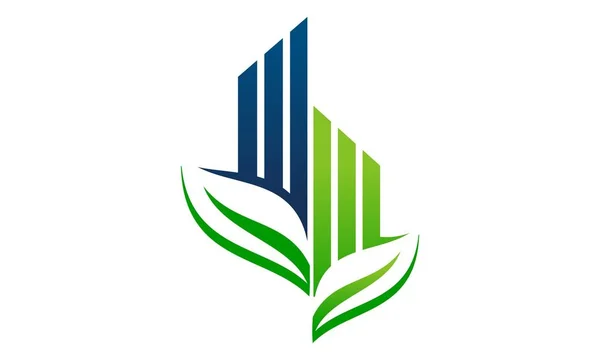 Eco Gebäude Logo Design Template Vektor — Stockvektor