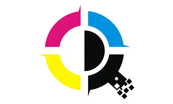 Digitaal drukwerk Logo ontwerp sjabloon Vector — Stockvector
