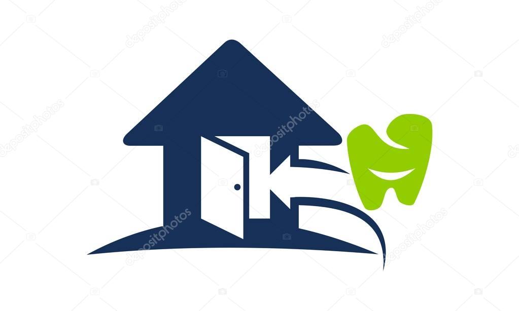 Direct Dental Home Logo Design Template Vector