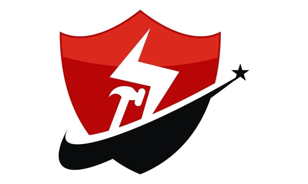 Escudo de construção Logo Design Template Vector —  Vetores de Stock
