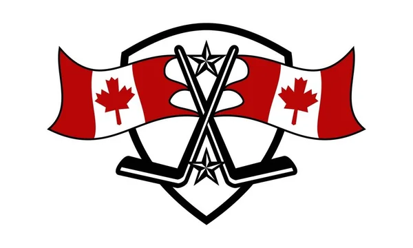 Canada Hockey Logo Design Template Vector — Stock Vector