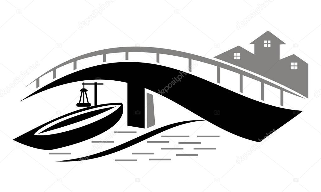 Bridge ship Logo Design Template Vector