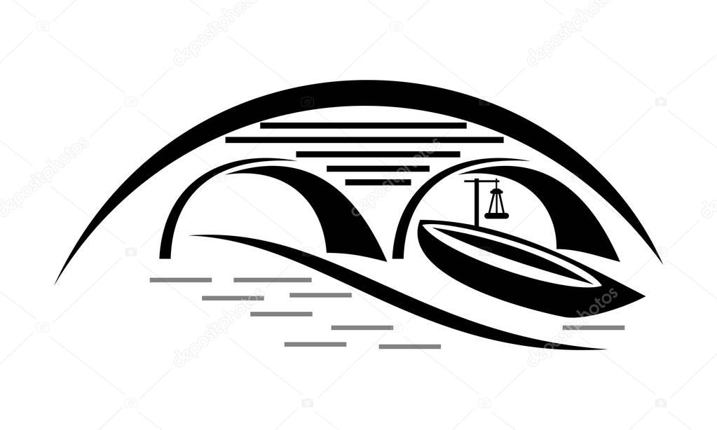 Bridge ship Logo Design Template Vector