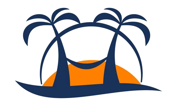 Vector de plantilla de diseño de logotipo de vacaciones de viaje de playa — Vector de stock