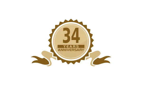 34 Years Ribbon Anniversary — Stock Vector