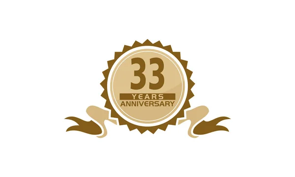 33 Years Ribbon Anniversary — Stock Vector