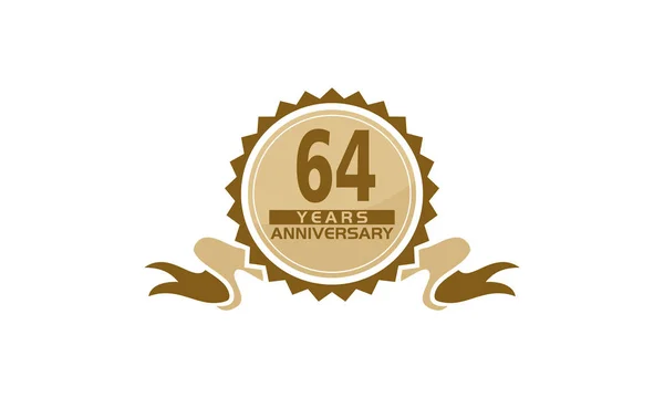 64 Years Ribbon Anniversary — Stock Vector