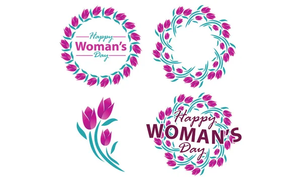 Happy Woman's Day Template Set — Stock Vector