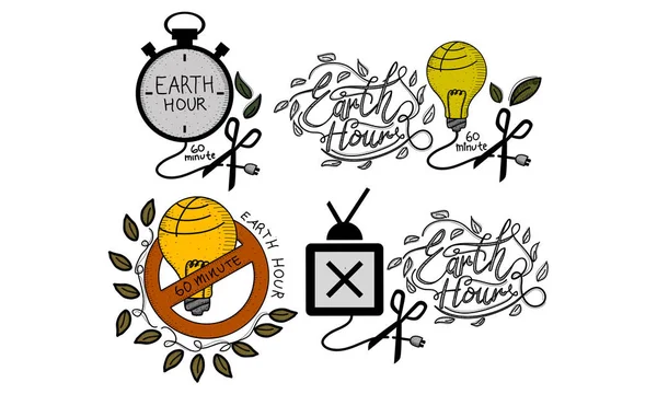 Earth Hour 60 minuten sjabloon instellen — Stockvector