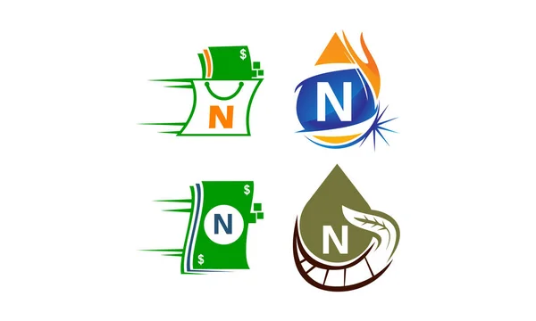 Logotipo N Conjunto de plantillas modernas — Vector de stock