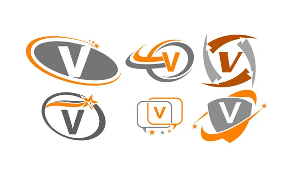 Logotype V Сучасний набір шаблонів — стоковий вектор