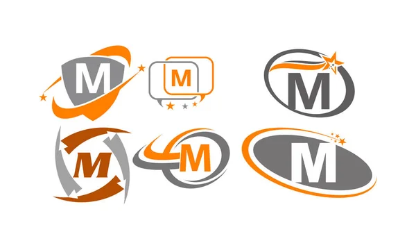 Emblémát M Modern sablon készlet — Stock Vector