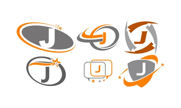 Logotipo J Conjunto de modelos modernos — Vetor de Stock