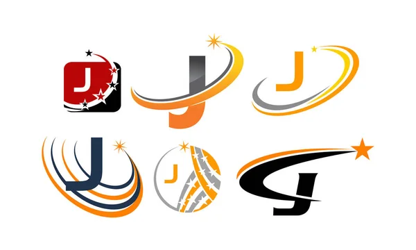 Logo J Modern şablon seti — Stok Vektör
