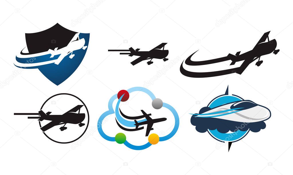Airplane Travel Vector Template Set