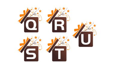 Hediye kutusu şerit şablon seti