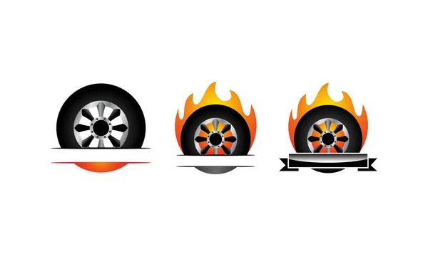 火轮胎徽章模板套装 — 图库矢量图片